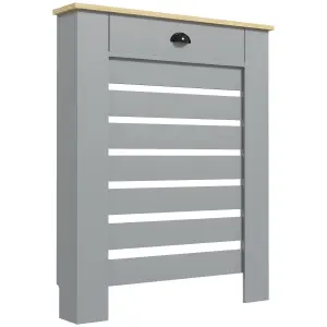 HOMCOM Radiator Cover with Drawer, Horizontal Slat, 78cm, Grey