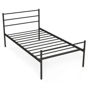 Costway Single Metal Bed Frame Heavy-duty Slatted Platform Bed w/ Headboard & Footboard No Box Spring Needed Black