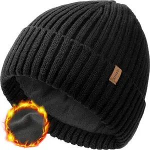 FURTALK Beanie Hat Men Women Fleece Lined Winter Hats Warm Thermal Hat Knit Cuffed Beanie Unisex Plain Skull Cap