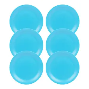 Teal  6 Pcs Unbreakable Reusable Coloured Plastic Dinner Plates Kids Party Tableware Blue