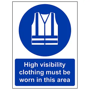 HIGH VIS MUST BE WORN Safety Sign - 1mm Rigid Plastic - 300X400mm