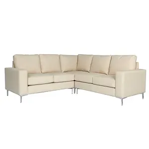 Baltic Faux Leather Corner Sofa In Ivory