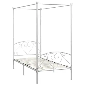 Berkfield Canopy Bed Frame White Metal 100x200 cm