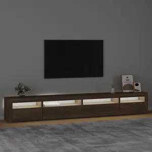 Berkfield TV Cabinet with LED Lights Brown Oak 270x35x40 cm