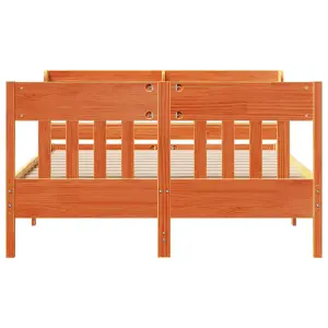 Berkfield Bed Frame without Mattress Wax Brown 150x200 cm King Size Solid Wood Pine