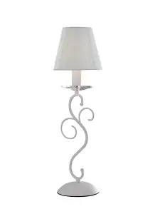 Luminosa PERLA Table Lamp with Round Tapered Shade White, K9 Crystals 15x40cm