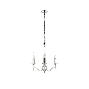 Luminosa Stanford 3 Light Multi Arm Ceiling Pendant Chandelier Polished Nickel, E14