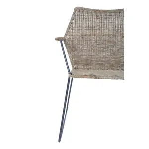 Interiors by Premier Angled Design Natural Rattan Chair, Easy to Clean Outdoor Chair, Arm & Backrest Rattan chair, Rattan Chair