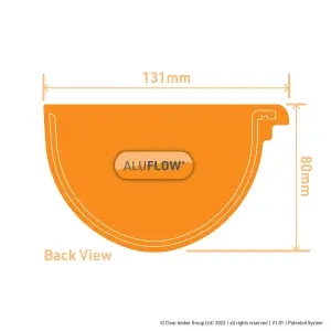 Aluflow White Half round Right-hand Gutter stop end, (L)20mm (W)131mm