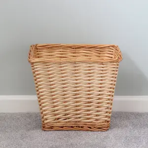 JVL Hand Woven Acacia Set of 2 Rectangular Laundry Willow Basket with 2 Waste Paper Baskets, Honey Finish