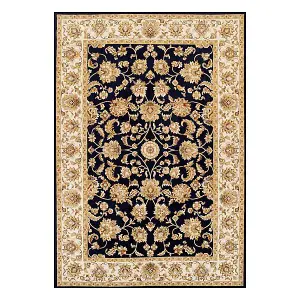 Persian Bordered Easy to Clean Blue Floral Traditional Rug for Dining Room-240cm X 340cm