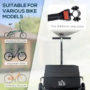 HOMCOM Cargo Trailer Bike Trolley Cart with Handle Removable Rain Cover 70L