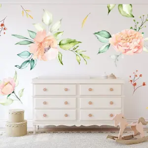 Walplus Combo Adult - Oversized Watercolour Flowers Wall Sticker - 2 PACK