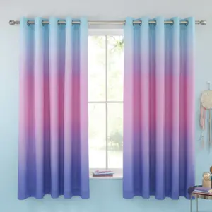 Catherine Lansfield Ombre Rainbow Clouds 66x72 Inch Eyelet Curtains Two Panels Pastel