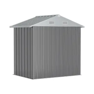 6 x 4 ft Apex Metal Shed Garden Storage Shed with Double Door,Grey