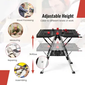 Costway Folding Portable Workbench 450kg With Sawhorse 150kg Worktable Adjustable Height