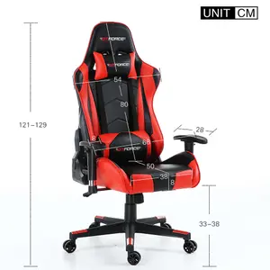 GTForce Pro FX Reclining Sports Racing Gaming Office Desk Pc Car Faux Leather Chair (Red)