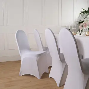 Seat Cover Chair Slip Stretch Dining Wedding Banquet Protector, White - 4PC