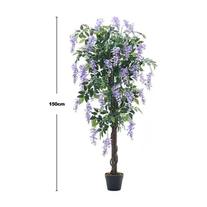 Garden Decoration Artificial Blossom Bean Tree in Black Pot 150 cm