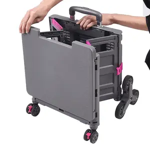 Outdoor Grey Collapsible Rolling Protable Crate with Adjustable Handle