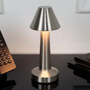 Global Gizmos Rechargeable LED Table Lamp - Silver