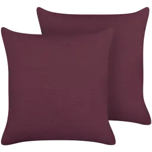 Set of 2 Cushions SAGINA Linen 45 x 45 cm Solid Purple