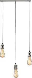 Luminosa Knightsbridge CALLA - 230V E27 Vintage 3 Light Bar Pendant - Brushed Chrome - CALVI3BBC