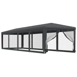 Berkfield Party Tent with 10 Mesh Sidewalls Anthracite 3x12 m HDPE