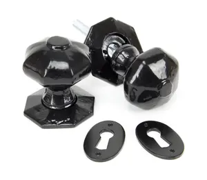 From The Anvil Black Octagonal Mortice/Rim Knob Set