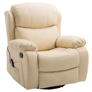 HOMCOM Massage Recliner Chair Manual Reclining Chair with Footrest Remote Beige