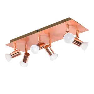 ValueLights Consul Modern Rectangular Copper Effect 6 Way Adjustable GU10 Ceiling Spotlight