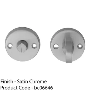 Slim Bathroom Thumbturn Lock and Release Handle 45mm Dia Satin Chrome