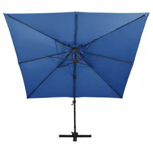 Berkfield Cantilever Umbrella with Double Top 300x300 cm Azure Blue