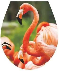 'Flamingos' WC Seat Sticker Toilet Lid Cover Bathroom Art 32x38cm