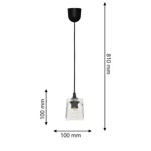 Luminosa Santos Dome Pendant Ceiling Light Black, Transparent 10cm