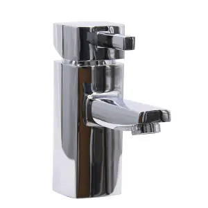 Rinse Bathrooms Modern Mono Basin Mixer Tap Bathroom Sink Tap Chrome with UK Standard Hoses