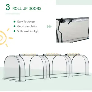 Outsunny Tunnel Greenhouse Steel Frame for Garden Backyard w/ Zipper Doors