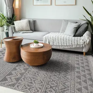 Grey Black Geometric Kilim Luxurious Modern Wool Moroccan Wool Hand Made Rug For Dining Room Bedroom & Living Room-160cm X 220cm