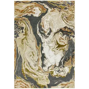 Gold Modern Easy to Clean Abstract Rug For Dining Room Bedroom And Living Room-80cm X 150cm