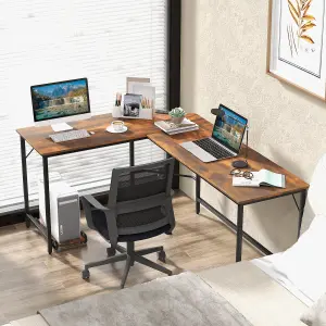 Costway L-Shaped Home Office Desk Computer Corner Desk Gaming Table with CPU Stand