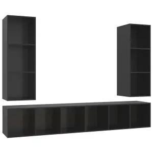 Berkfield Wall-mounted TV Cabinets 4 pcs High Gloss Black Engineered Wood