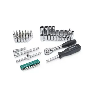 Sata 52Pc 1/4 Drive 6 Point Metric Socket Set Ratchet With Quick Release