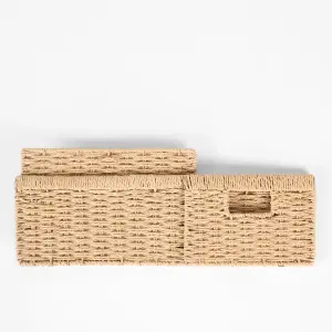 Storage Baskets Natural Rope Durable Foldable 2 Organiser Wicker Hamper, Natural