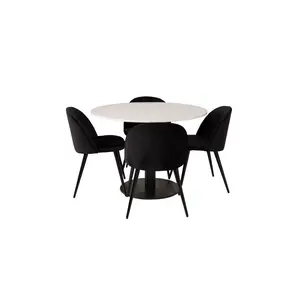 Withernsea Dining Set with 4 Chairs Black / White