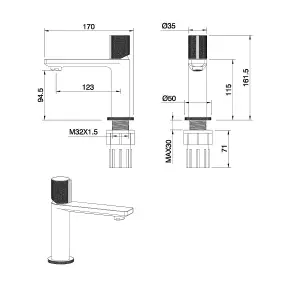 Carmelo Polished Chrome Deck-mounted Basin Mono Mixer Tap