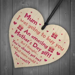 Red Ocean Funny Mothers Day Gift For Mum Wood Heart Sign Gift From Daughter Novelty Gift For Her