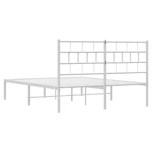 Berkfield Metal Bed Frame with Headboard White 120x200 cm