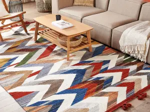 Wool Kilim Area Rug 200 x 300 cm Multicolour KANAKERAVAN