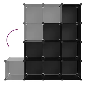 Storage Cube Organiser with 12 Cubes Black PP