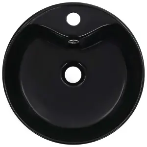 Wash Basin with Overflow 36x13 cm Ceramic Black